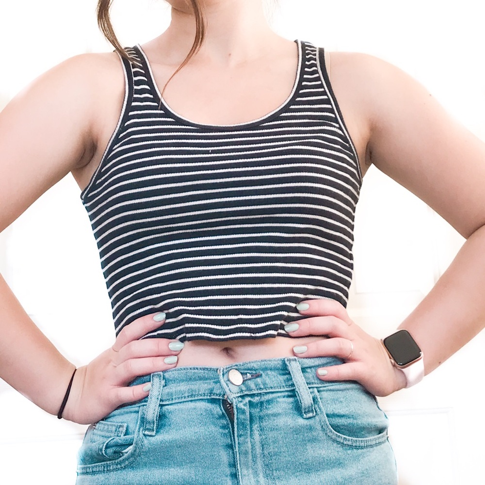 black and white striped tank top